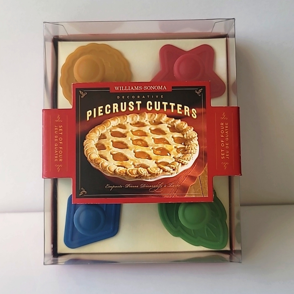 WILLIAMS-SONOMA Decorative Piecrust Cutters 4pc Set ~ Diamond Star Leaf & Circle